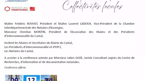 REUNION D INFORMATION : LE NOTAIRE ET LES COLLECTIVITES LOCALES